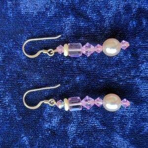New 14K gold filled dangle earrings with pink sparkly crystals